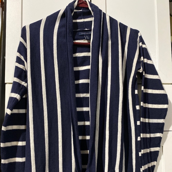 Tommy Hilfiger navy blue with white stripes cardigan size XS - Picture 1 of 5